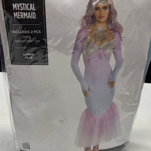 Mystical Mermaid HalloweenCostume Dress with Seashell Hair Clip size large 10-12 - Picture 1 of 6